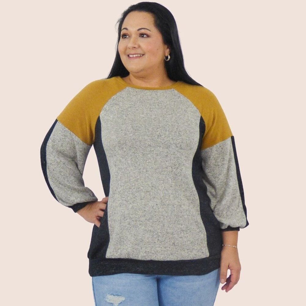 Color Block Sweater - Grey